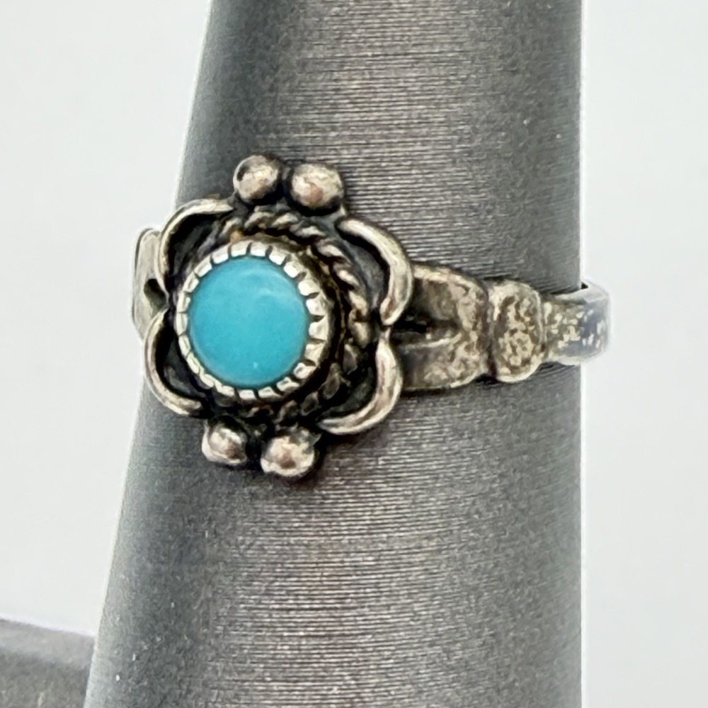 Vtg Bell Trading Post Sterling‎ Silver Turquoise Ring Circa 50s 60s Pinky